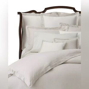 NWT Ralph Lauren Organic Cotton Lovan Jacquard Duvet Cover Queen Platinum $425
